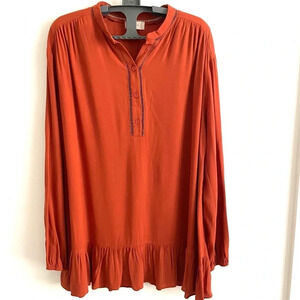 Altar'd State Ruffles hem orange tunic blouse M